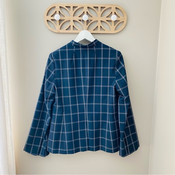 Banana Republic Windowpane Bell Sleeve One Button Blazer Jacket Navy Blu… - Picture 7 of 9